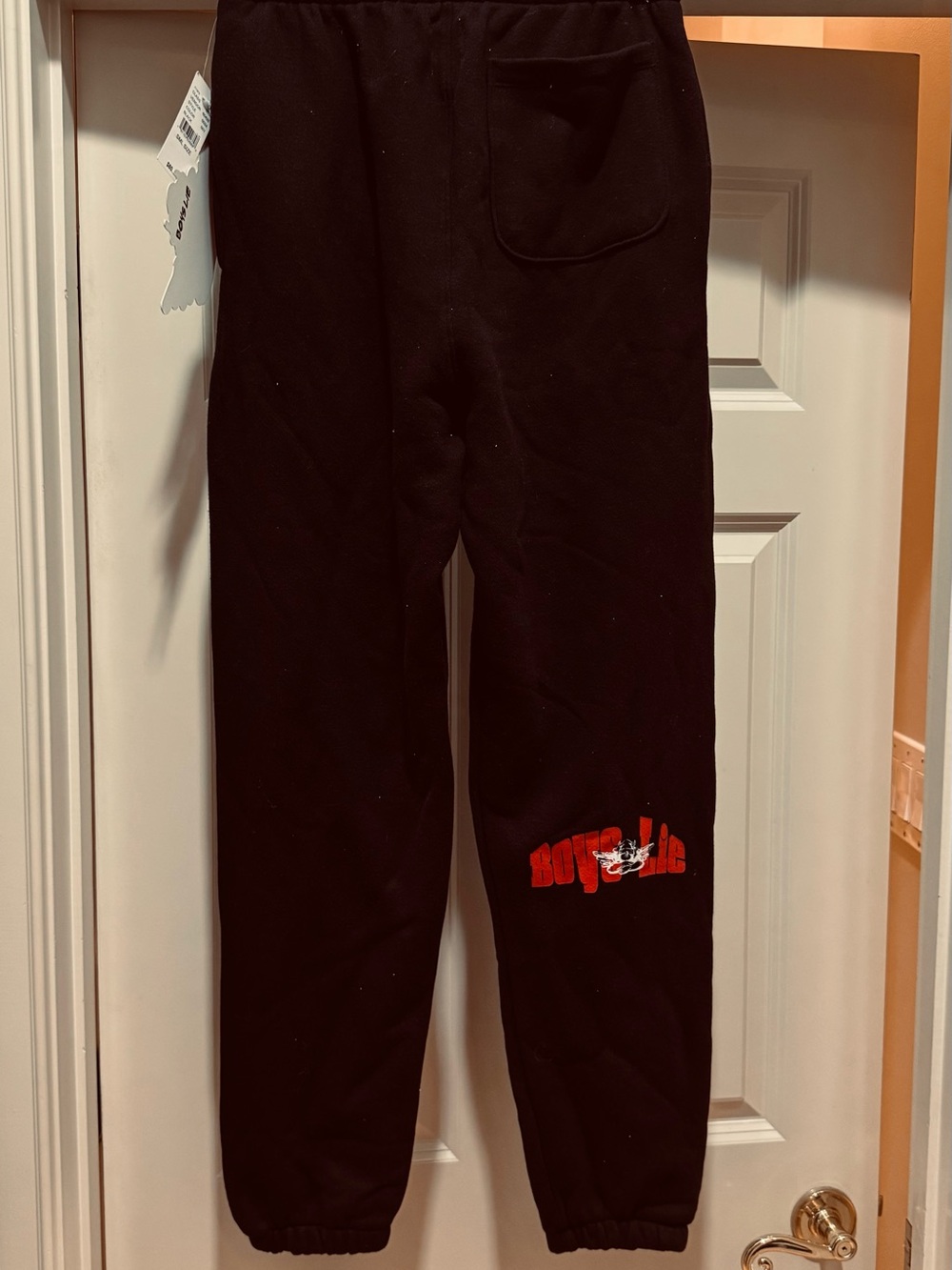 Boys Lie. Black Sweatpants with Red Logo Accent mens/unisex size small